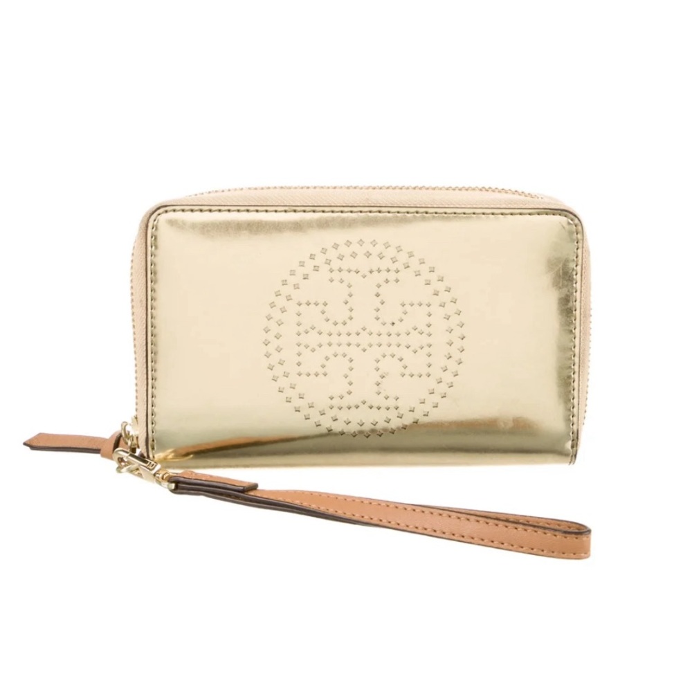 Tori Burch gold zip wallet